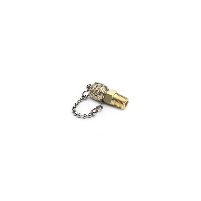 Ralston Instruments QTFT-1MB1 1/8" male NPT x male Quick-test, with check-valve, with cap and chain, Brass Adapter