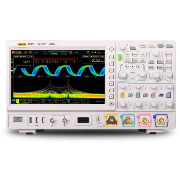 RIGOL MSO7014 for Rent, Oscilloscope 100Mhz with 4 Analog and 16 Digital Channels, 10GS/s