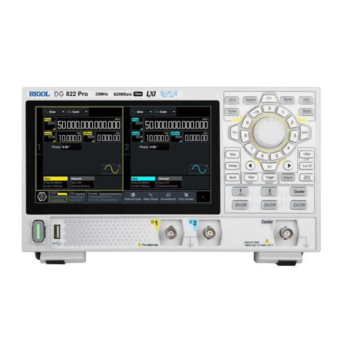 Rigol DG822 PRO Waveform Generator, 25MHz, 625MSa/s, 16bit, 2 channel