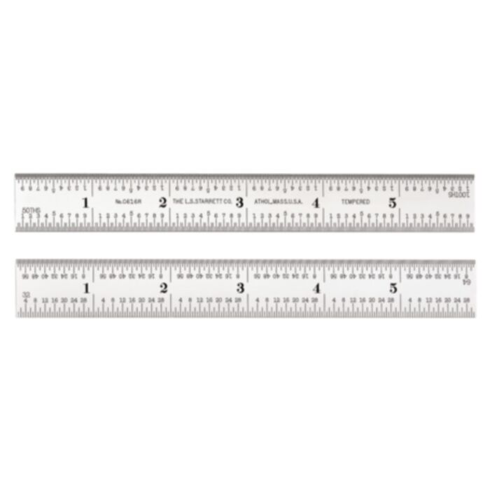 Starrett C601-12 52640 12" Steel Rule, #1 Grads