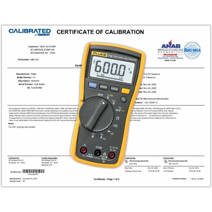 Calibration Service for Your Fluke 115 True-RMS Multimeter