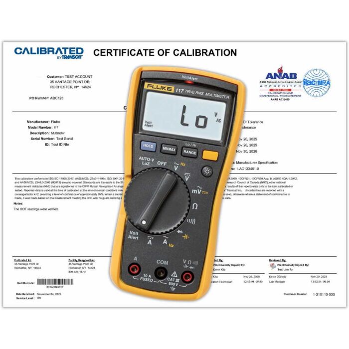 Calibration Service for Your Fluke 117 Electrician's Multimeter