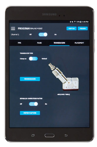 GE's Panametrics PT900 Flow Meter APP Tablet Display