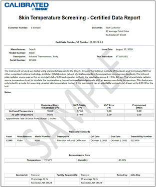 Skin Temperature Screening, Sample Data Report