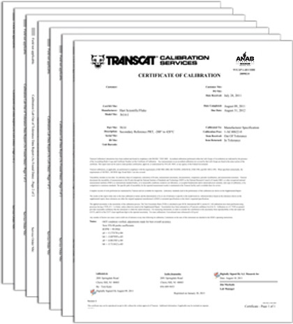 Transcat Calibration Services Certification
