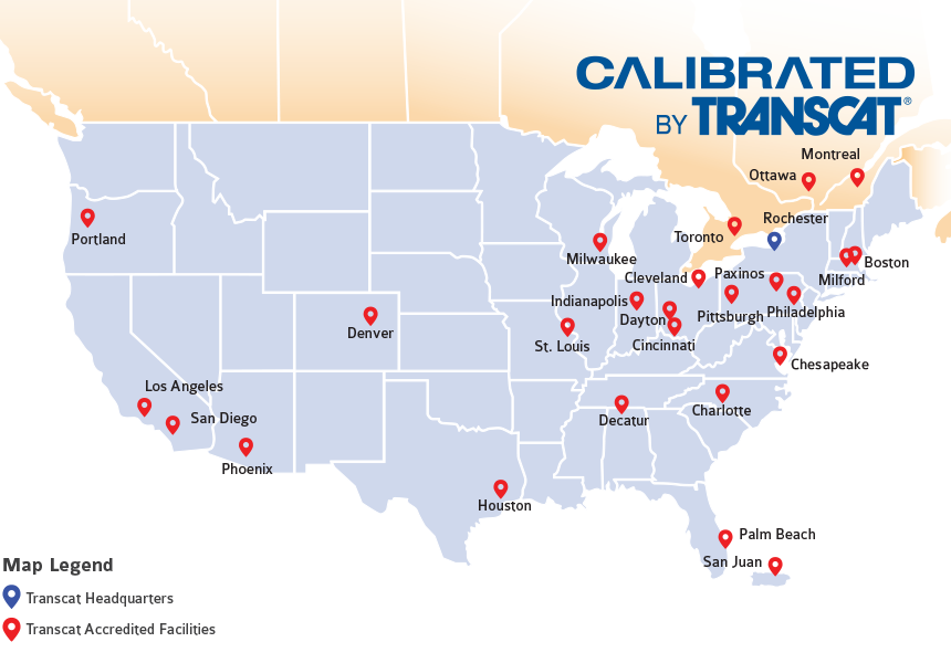 North American Calibration Labs Map